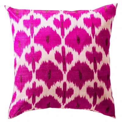 Pre-owned Syroco Silk Ikat Pillow In Purple