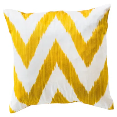 Pre-owned Syroco Silk Ikat Pillow In Sand