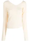 System Asymmetric-design Ribbed-knit Jumper In Neutrals