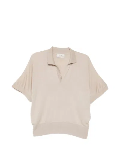 System Batwing-sleeves Knitted Top In Neutral