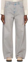 System Beige Twisted Side Seam Denim Jeans In Smoke Pink