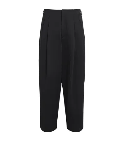 System Belt-detail Wide-leg Pleated Trousers In Black