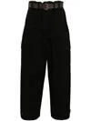 System Black Cotton Binded Cargo Pants In Black