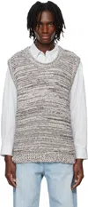 System Black & White Marled Vest In Black