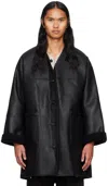 System Black Classic Muffler Faux-shearling Coat In Bk Black