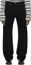 System Black Straight Slim Bootscut Denim Jeans In Black