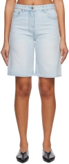 System Blue Faded Denim Shorts In Light Blue