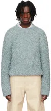 System Blue Fluffy Sweater In Jade