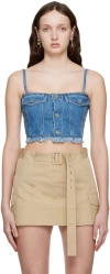 System Blue Paneled Denim Tank Top In Navy