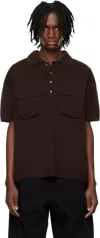 System Brown Knitted Polo In Brown