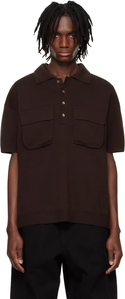 System Brown Knitted Polo