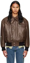 System Brown Padded Faux-leather Jacket In Bc Bric