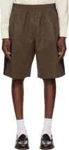 System Brown Side Detail Faux-suede Shorts In Sepia Brown