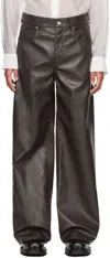 SYSTEM BROWN WIDE-LEG FAUX-LEATHER TROUSERS