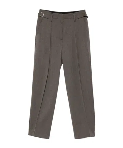 System Buckle-detail Pressed-crease Tailored Trousers In Grey