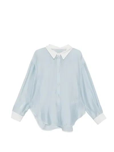System Buttoned Striped Shirt In Blue