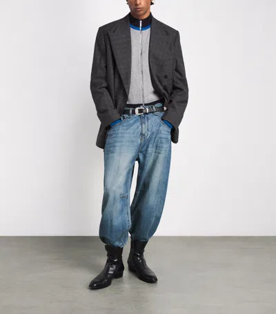 System Coated Baggy Denim Jeans In Blue