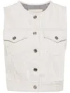 System Collarless Denim Vest In Grey