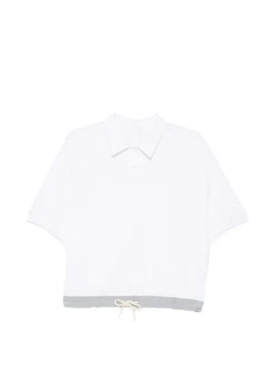 System Color-block Polo Top In White