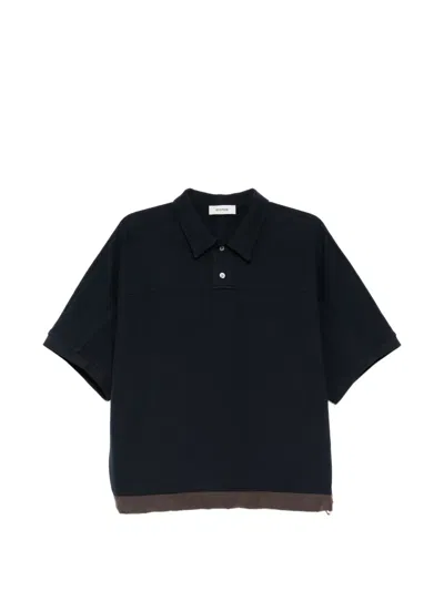 System Colour-block Polo Shirt In Black