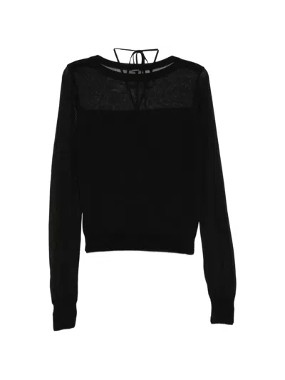 System Contrast-panel Knitted Top In Black