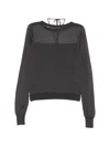 System Contrast-panel Knitted Top In Green