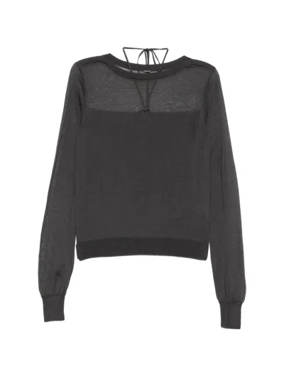System Contrast-panel Knitted Top In Green