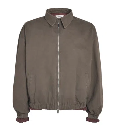 System Cotton Check-lining Bomber Jacket In Brown