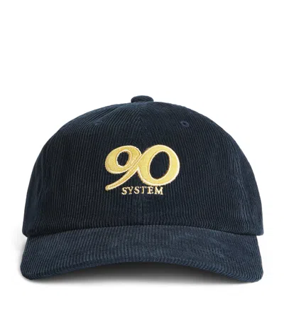 System Cotton Corduroy Embroidered Logo Cap In Navy