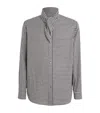 System Cotton Scarf-collar Check Shirt In Black