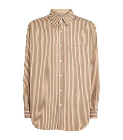 System Cotton Stripe Shirt In Brown