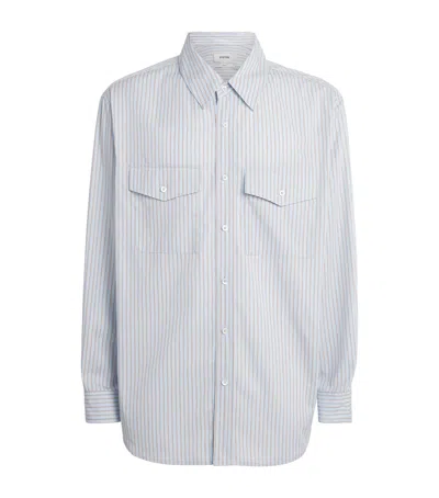 System Cotton Stripe Shirt In Blue