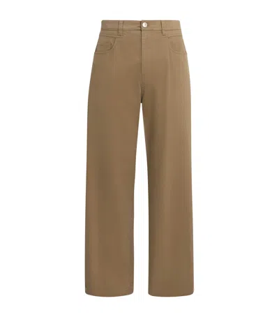 System Cotton-blend Side-pleated Trousers In Brown