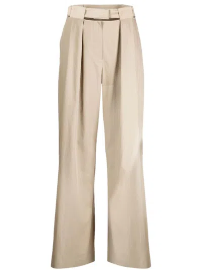 System Cut-out Pleated Palazzo Pants In Brown