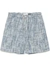 System Dacquard Denim Shorts In Ny Navy