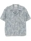 System Denim Jacquard Camp Shirt In Blue