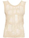 System Distressed Open-knit Top In Brown