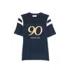 System Logo-print Striped-sleeve T-shirt In Blue