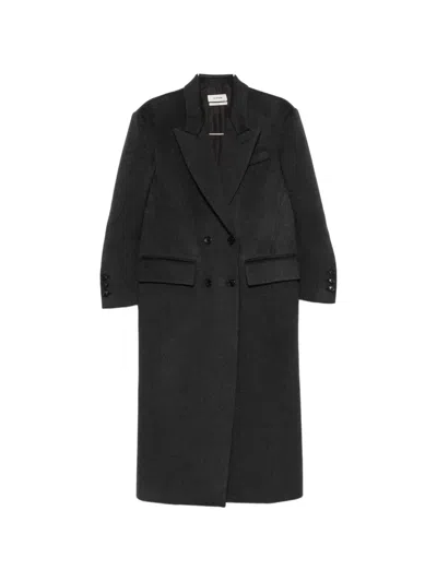 SYSTEM DOUBLE-BREASTED PEAK-LAPEL COAT