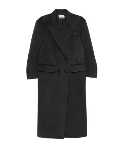 SYSTEM DOUBLE-BREASTED PEAK-LAPEL COAT