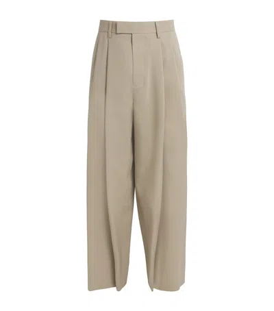 System Double-pleat Wide-leg Trousers In Beige