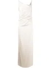 System Draped-design Side-slit Dress In Neutrals
