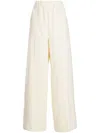 System Elasticated-waistband Velvet-finish Flared Trousers In White