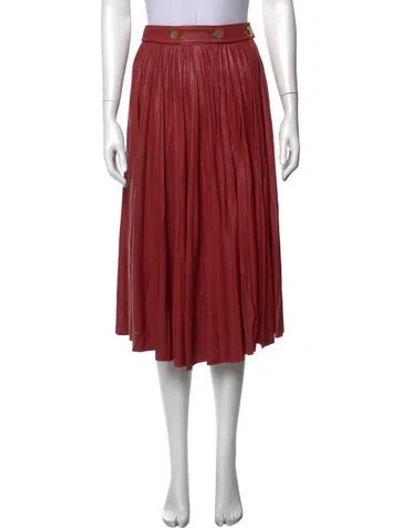 Pre-owned System Faux Leather Midi Length Skirt In Red