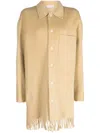 System Fringed-hem Single-breasted Coat In Neutrals