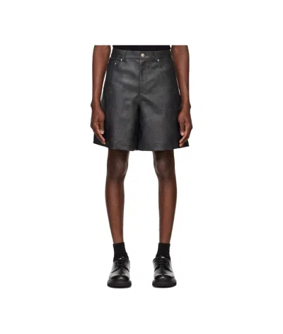 System Grainy Faux Leather Shorts In Black