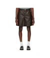 System Grainy Faux Leather Shorts In Brown