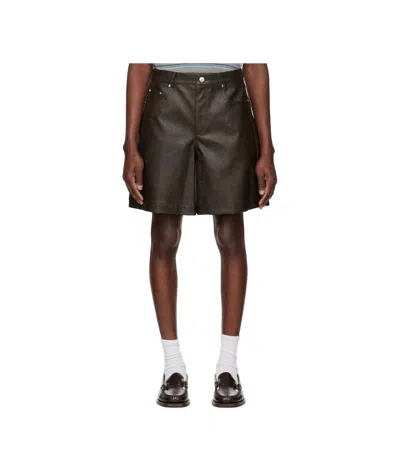 SYSTEM GRAINY FAUX LEATHER SHORTS