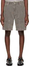 System Gray Colored Denim Shorts In Sepia Grey