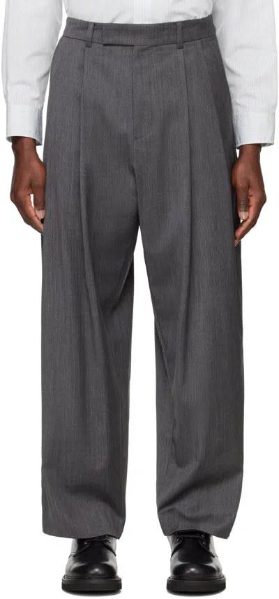 System Gray Wide Trousers In Dark Grey
